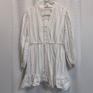 Free People White Crochet Lace Long Sleeve Dress